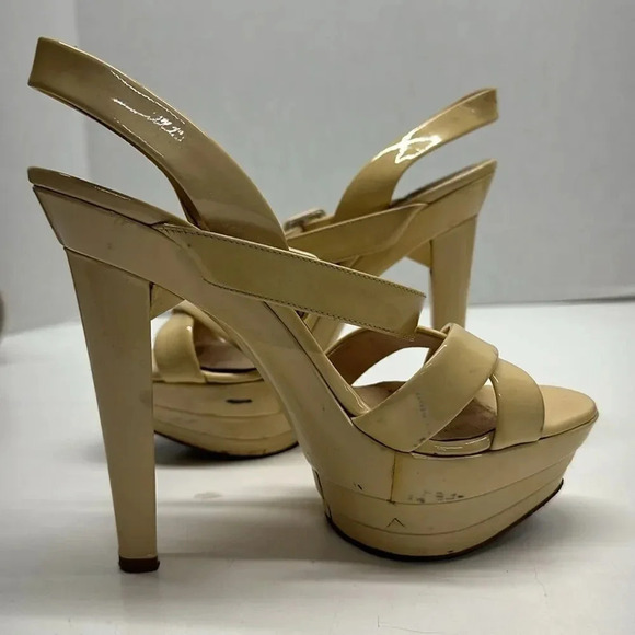 Christian Louboutin Heels High Heel Shoes Leather Open Toe Ankle Strap Cream 35 - Picture 7 of 12